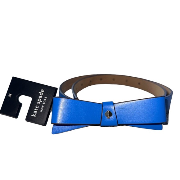 NWT Kate Spade New York Skinny Bow Belt - Blue - Size M - Picture 1 of 5